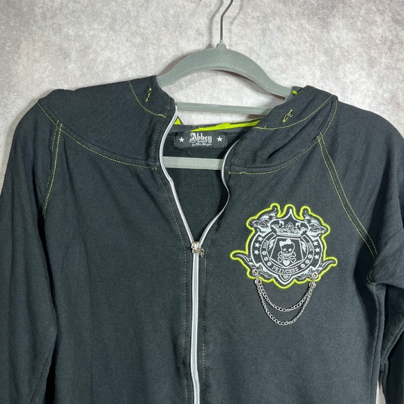 Vintage Abbey Dawn Avril Lavigne Hoodie Sweatshirt L Black Zip Y2K Grunge‎ Emo - Picture 3 of 13